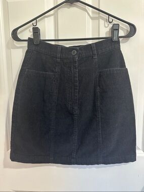 Vintage 90s Newport News Black Corduroy Mini Skirt with Pockets - Size 4